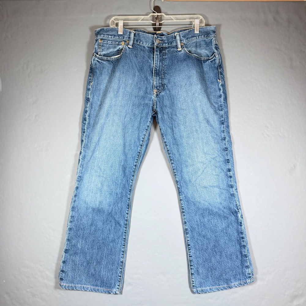 Polo Ralph Lauren Andrew Jeans Mens 36x30 Blue Wash 750 Boot Cut Distressed